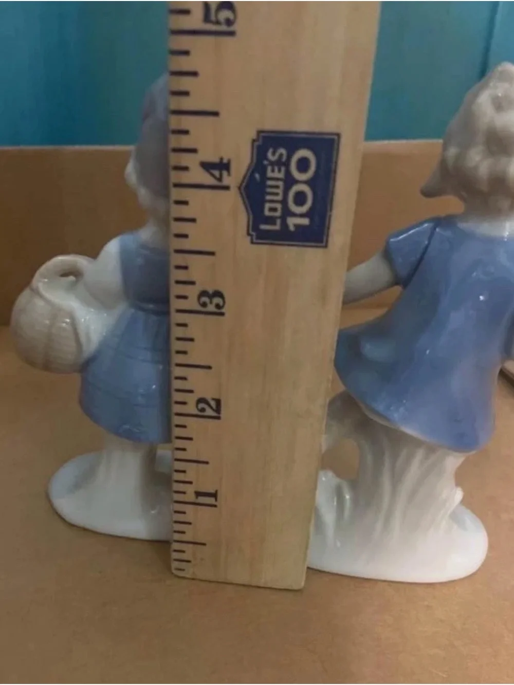 Blue Porcelain Girl Figurine Pair - Decorative Home Accent
